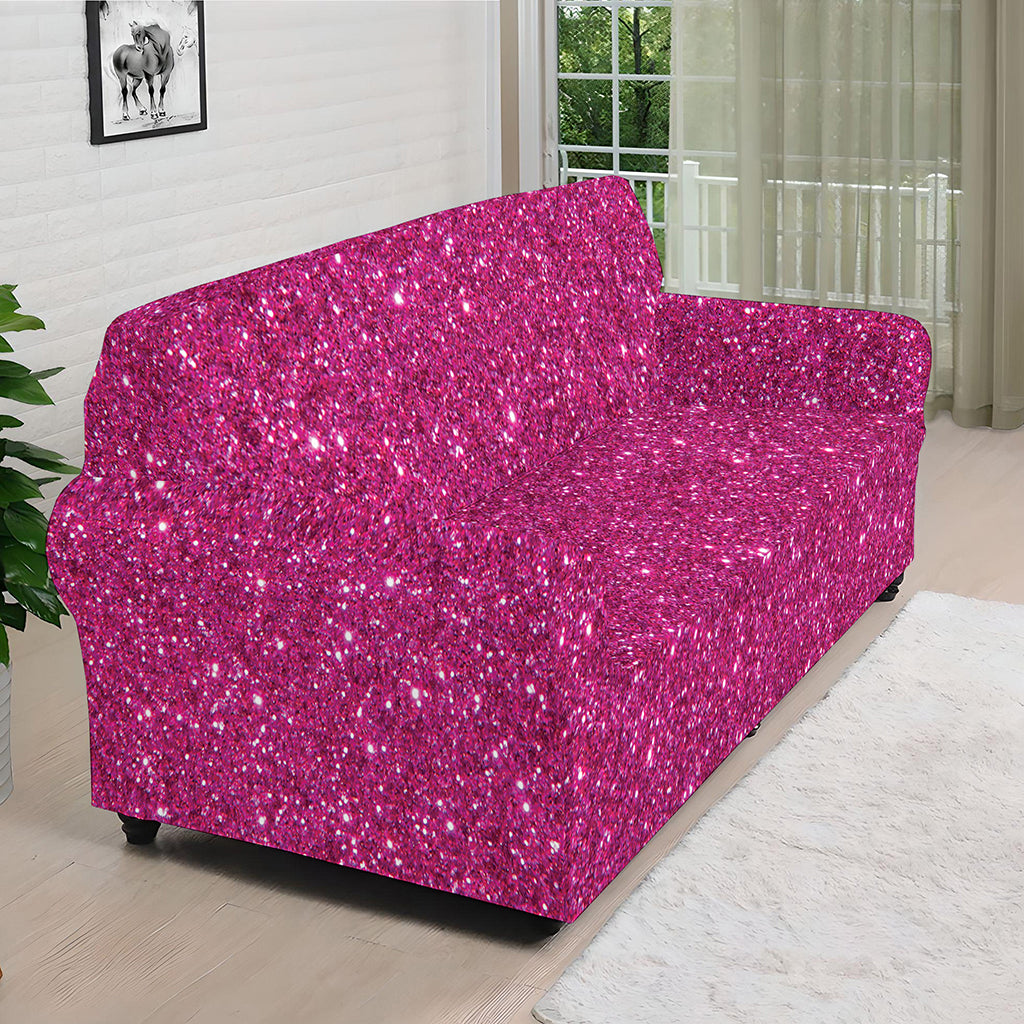 Magenta Pink Glitter Artwork Print (NOT Real Glitter) Sofa Cover