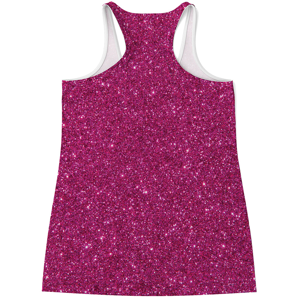 Magenta Pink Glitter Artwork Print (NOT Real Glitter) Women's Racerback Tank Top