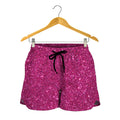 Magenta Pink (NOT Real) Glitter Print Women's Shorts