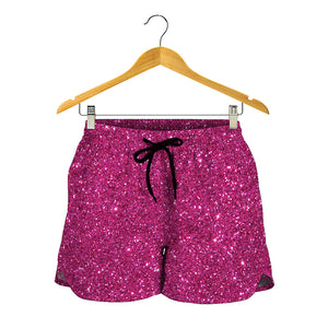 Magenta Pink Glitter Artwork Print (NOT Real Glitter) Women's Shorts