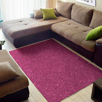 Magenta Pink Glitter Texture Print Area Rug