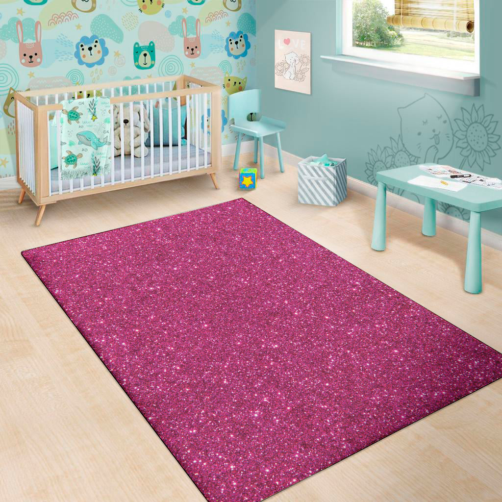 Magenta Pink Glitter Texture Print Area Rug