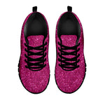 Magenta Pink Glitter Texture Print Black Sneakers