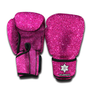 Magenta Pink Glitter Texture Print Boxing Gloves