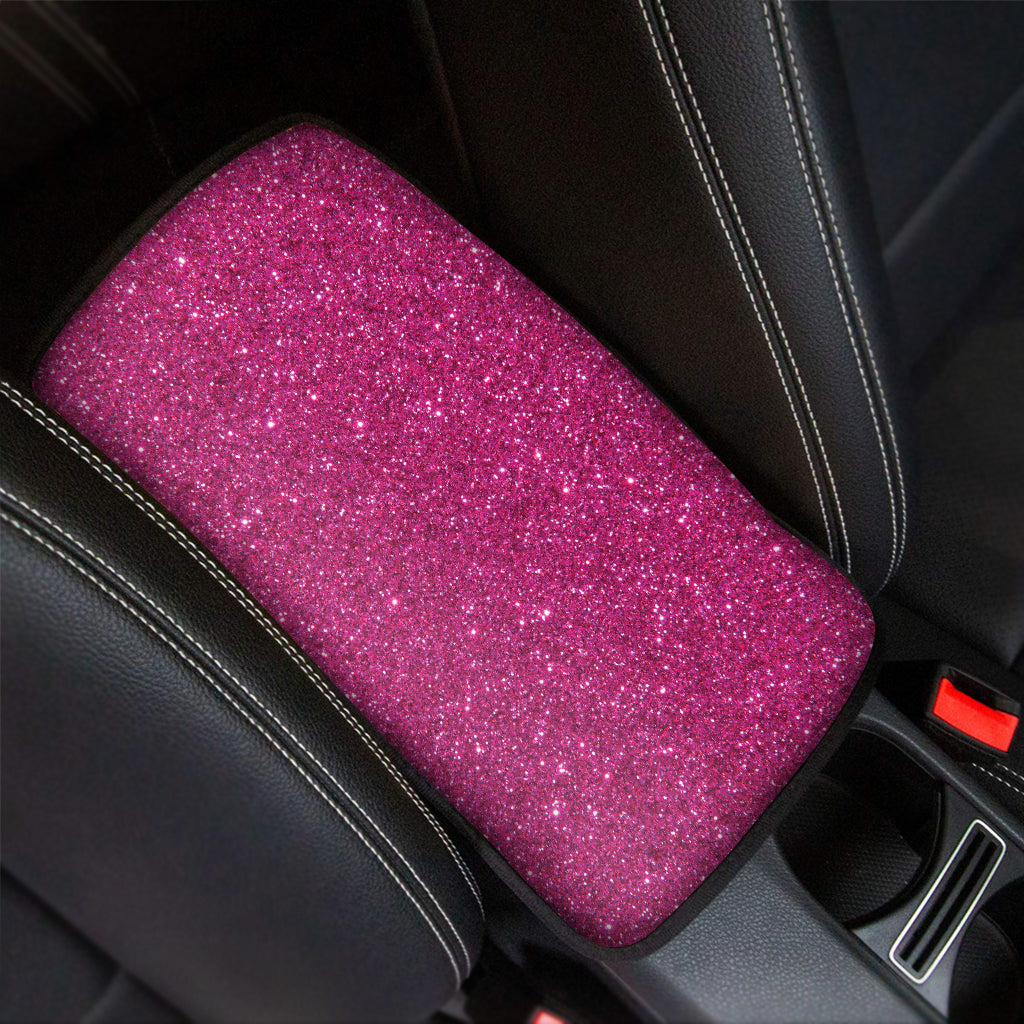 Magenta Pink Glitter Texture Print Car Center Console Cover