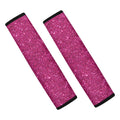 Magenta Pink (NOT Real) Glitter Print Car Seat Belt Covers