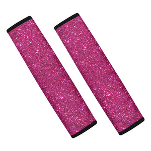 Magenta Pink Glitter Texture Print Car Seat Belt Covers