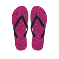 Magenta Pink (NOT Real) Glitter Print Flip Flops