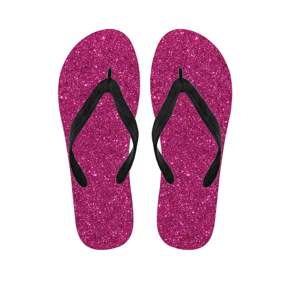 Magenta Pink Glitter Texture Print Flip Flops