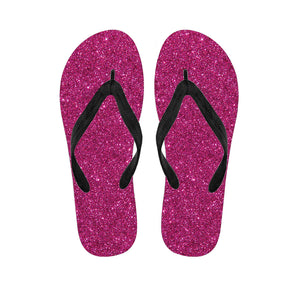 Magenta Pink Glitter Texture Print Flip Flops