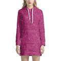 Magenta Pink (NOT Real) Glitter Print Pullover Hoodie Dress