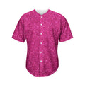 Magenta Pink (NOT Real) Glitter Print Men's Baseball Jersey