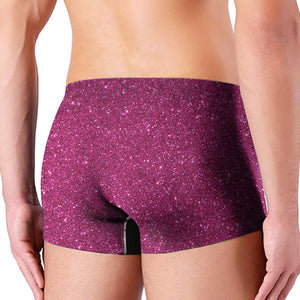 Magenta Pink Glitter Texture Print Men's Boxer Briefs