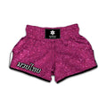 Magenta Pink (NOT Real) Glitter Print Muay Thai Boxing Shorts