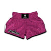 Magenta Pink Glitter Texture Print Muay Thai Boxing Shorts