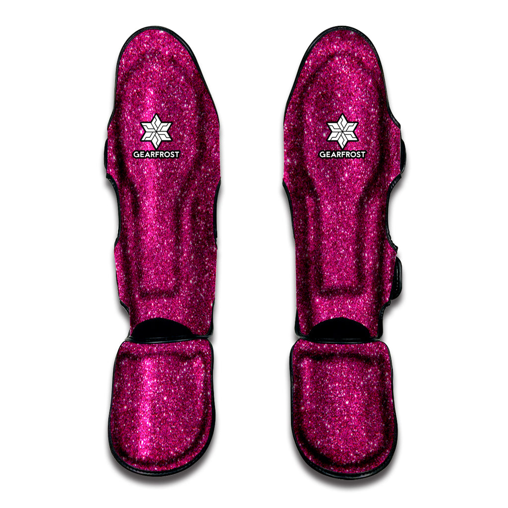 Magenta Pink Glitter Texture Print Muay Thai Shin Guard