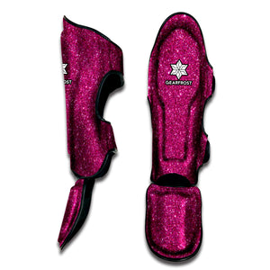 Magenta Pink Glitter Texture Print Muay Thai Shin Guard