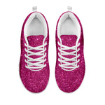 Magenta Pink Glitter Texture Print White Sneakers