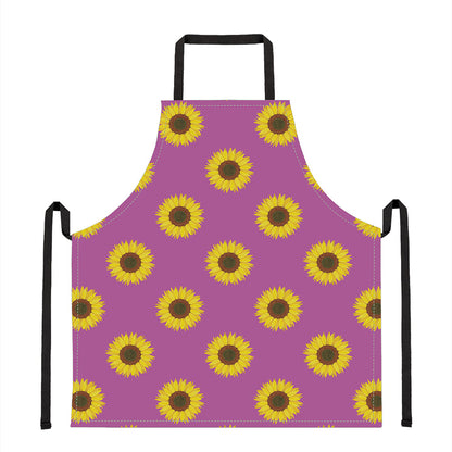 Magenta Pink Sunflower Pattern Print Apron