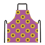 Magenta Pink Sunflower Pattern Print Apron