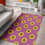 Magenta Pink Sunflower Pattern Print Area Rug