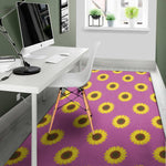 Magenta Pink Sunflower Pattern Print Area Rug