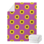 Magenta Pink Sunflower Pattern Print Blanket