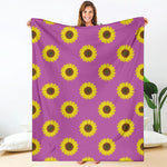 Magenta Pink Sunflower Pattern Print Blanket