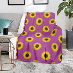 Magenta Pink Sunflower Pattern Print Blanket