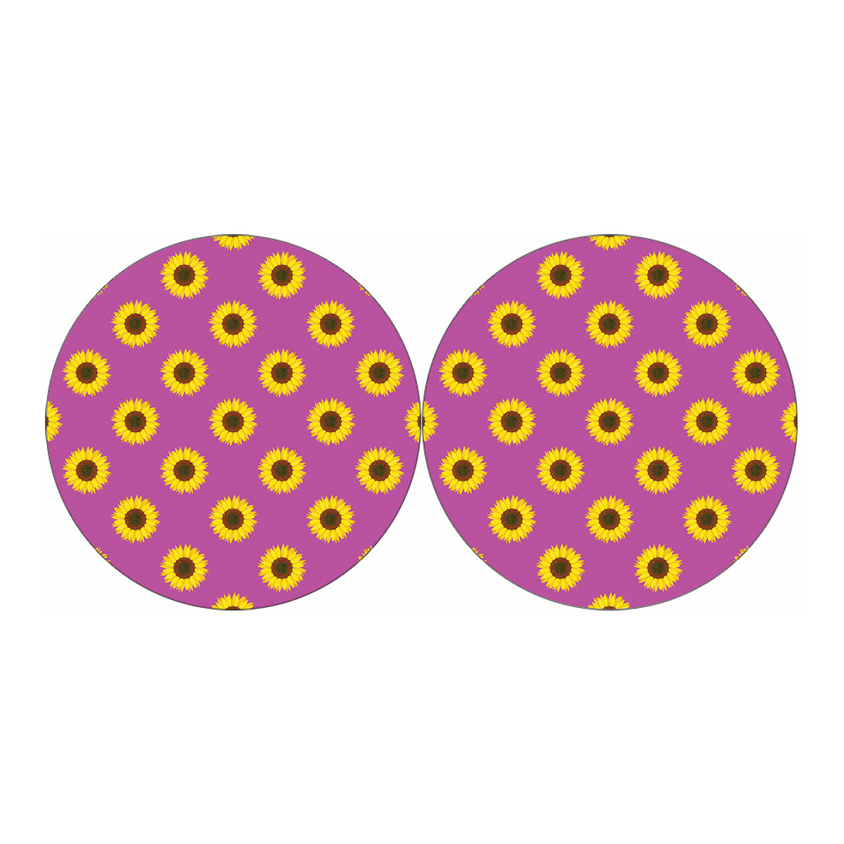 Magenta Pink Sunflower Pattern Print Car Coasters
