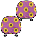 Magenta Pink Sunflower Pattern Print Car Headrest Covers