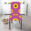 Magenta Pink Sunflower Pattern Print Dining Chair Slipcover