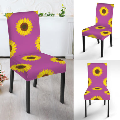 Magenta Pink Sunflower Pattern Print Dining Chair Slipcover