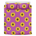 Magenta Pink Sunflower Pattern Print Duvet Cover Bedding Set