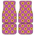 Magenta Pink Sunflower Pattern Print Front and Back Car Floor Mats