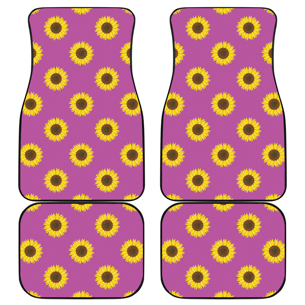 Magenta Pink Sunflower Pattern Print Front and Back Car Floor Mats
