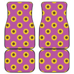 Magenta Pink Sunflower Pattern Print Front and Back Car Floor Mats