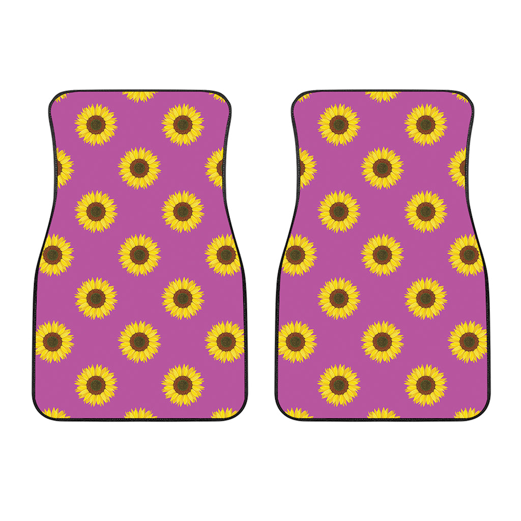 Magenta Pink Sunflower Pattern Print Front Car Floor Mats