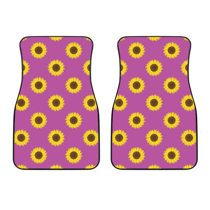Magenta Pink Sunflower Pattern Print Front Car Floor Mats
