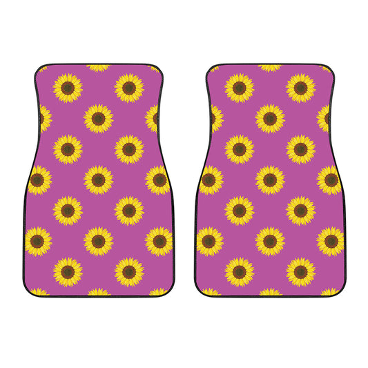 Magenta Pink Sunflower Pattern Print Front Car Floor Mats