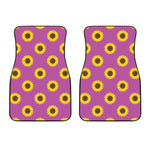 Magenta Pink Sunflower Pattern Print Front Car Floor Mats