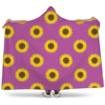 Magenta Pink Sunflower Pattern Print Hooded Blanket