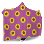 Magenta Pink Sunflower Pattern Print Hooded Blanket