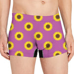 Magenta Pink Sunflower Pattern Print Men's Boxer Briefs