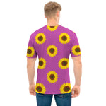 Magenta Pink Sunflower Pattern Print Men's T-Shirt