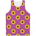 Magenta Pink Sunflower Pattern Print Men's Tank Top