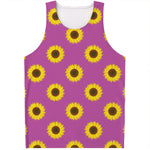 Magenta Pink Sunflower Pattern Print Men's Tank Top