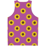 Magenta Pink Sunflower Pattern Print Men's Tank Top