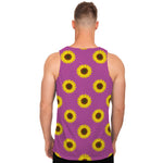 Magenta Pink Sunflower Pattern Print Men's Tank Top