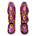 Magenta Pink Sunflower Pattern Print Muay Thai Shin Guards